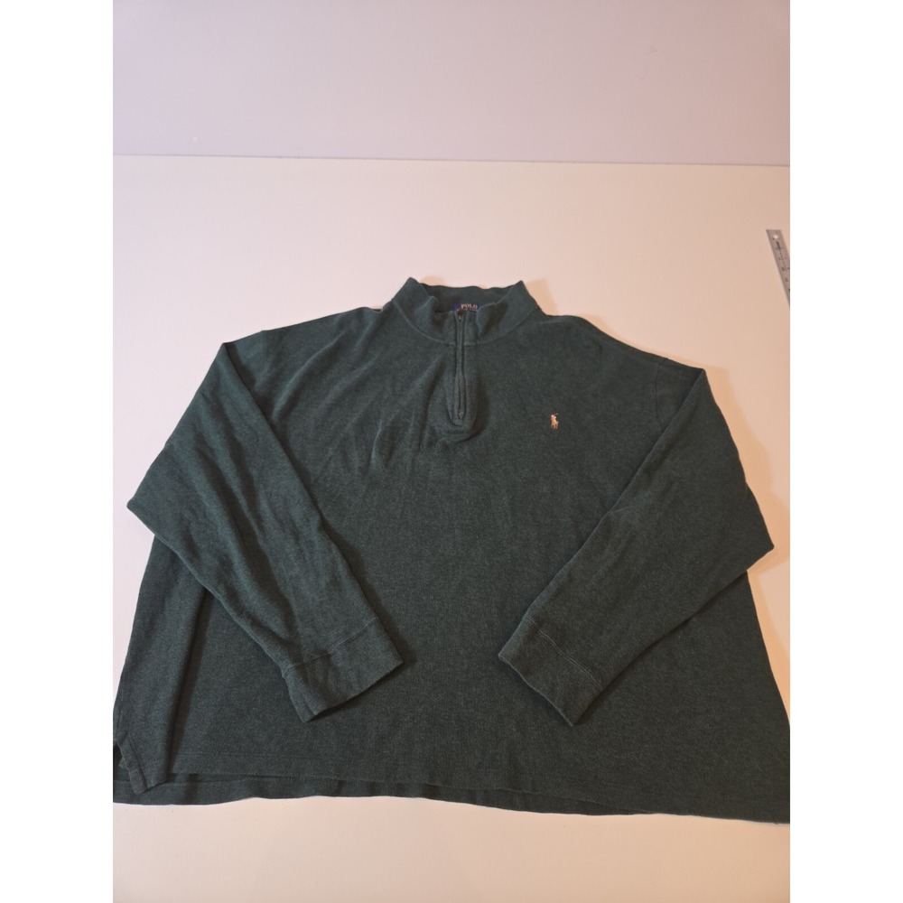 Polo Ralph Lauren Sweater Quarter Zip Estate Rib  Gray Men's 3XB Flesh Pony
